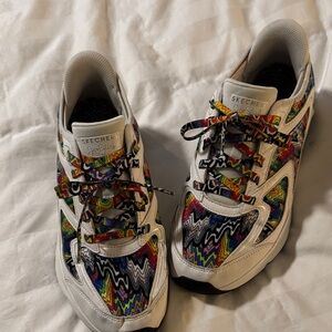 Jen Stark Skechers women Colorful Zigzag Sneakers size 10